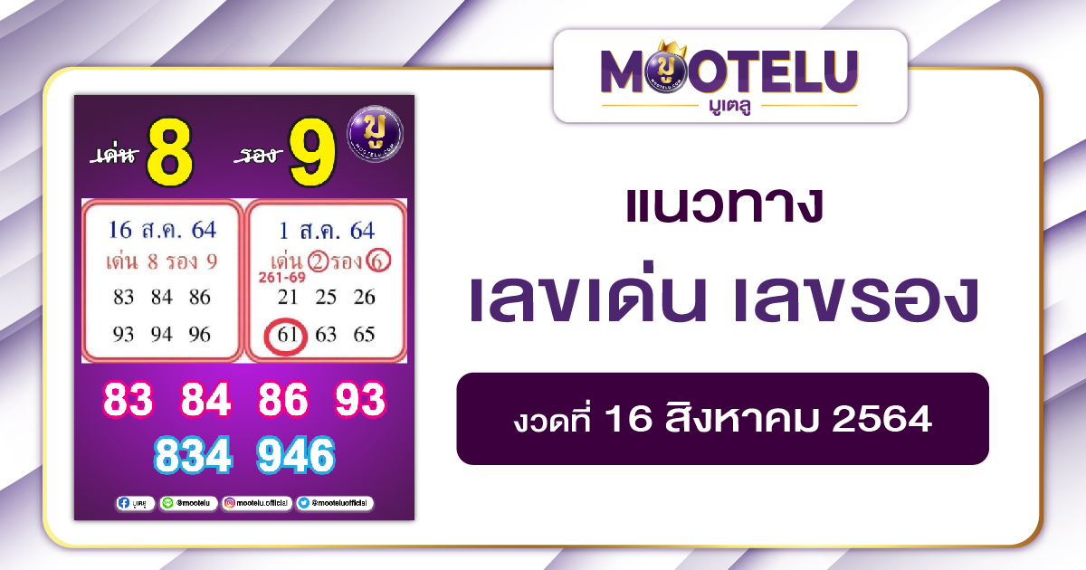 เลขเด่นเลขรอง 16-08-64