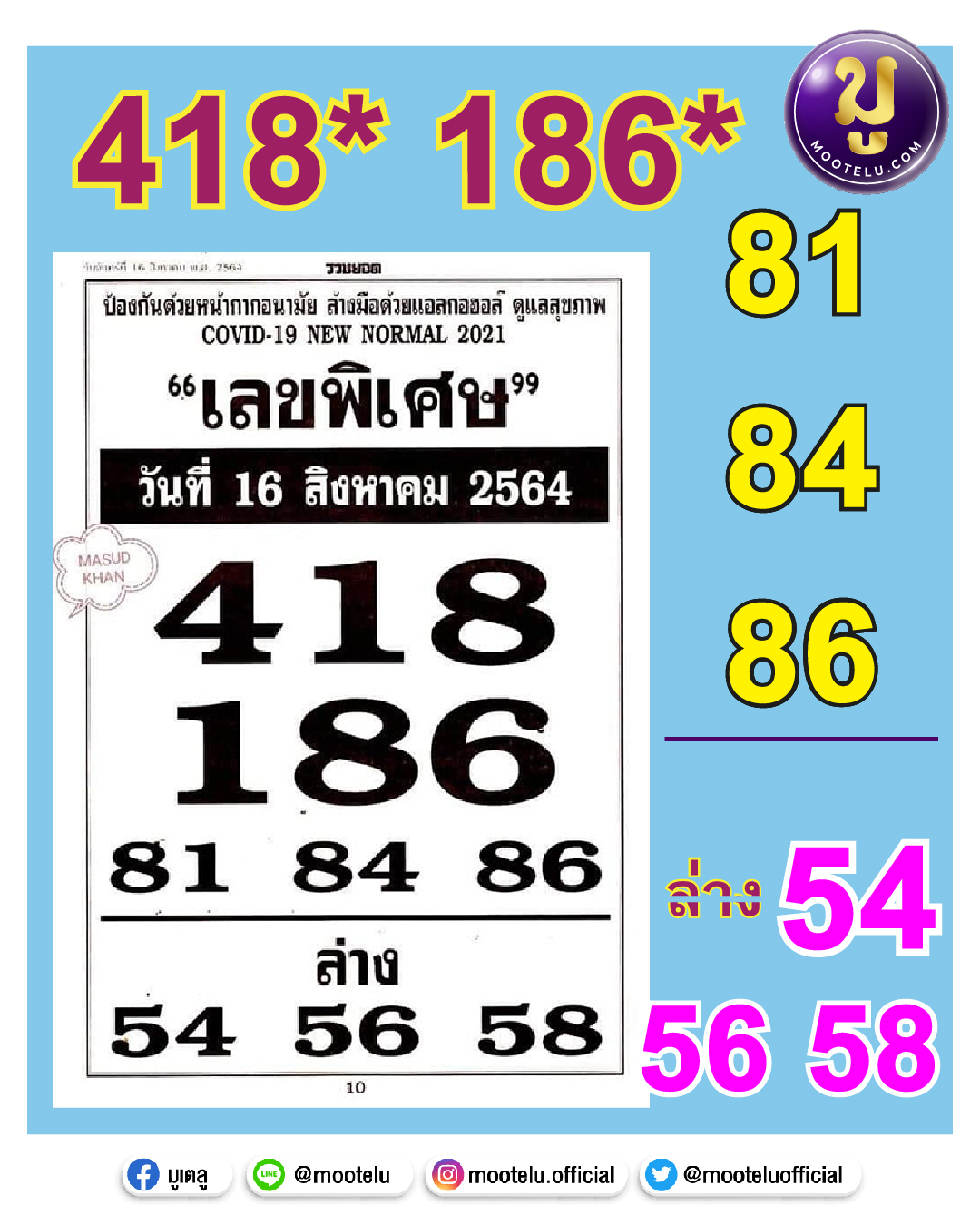 เลขพิเศษ 16-08-64