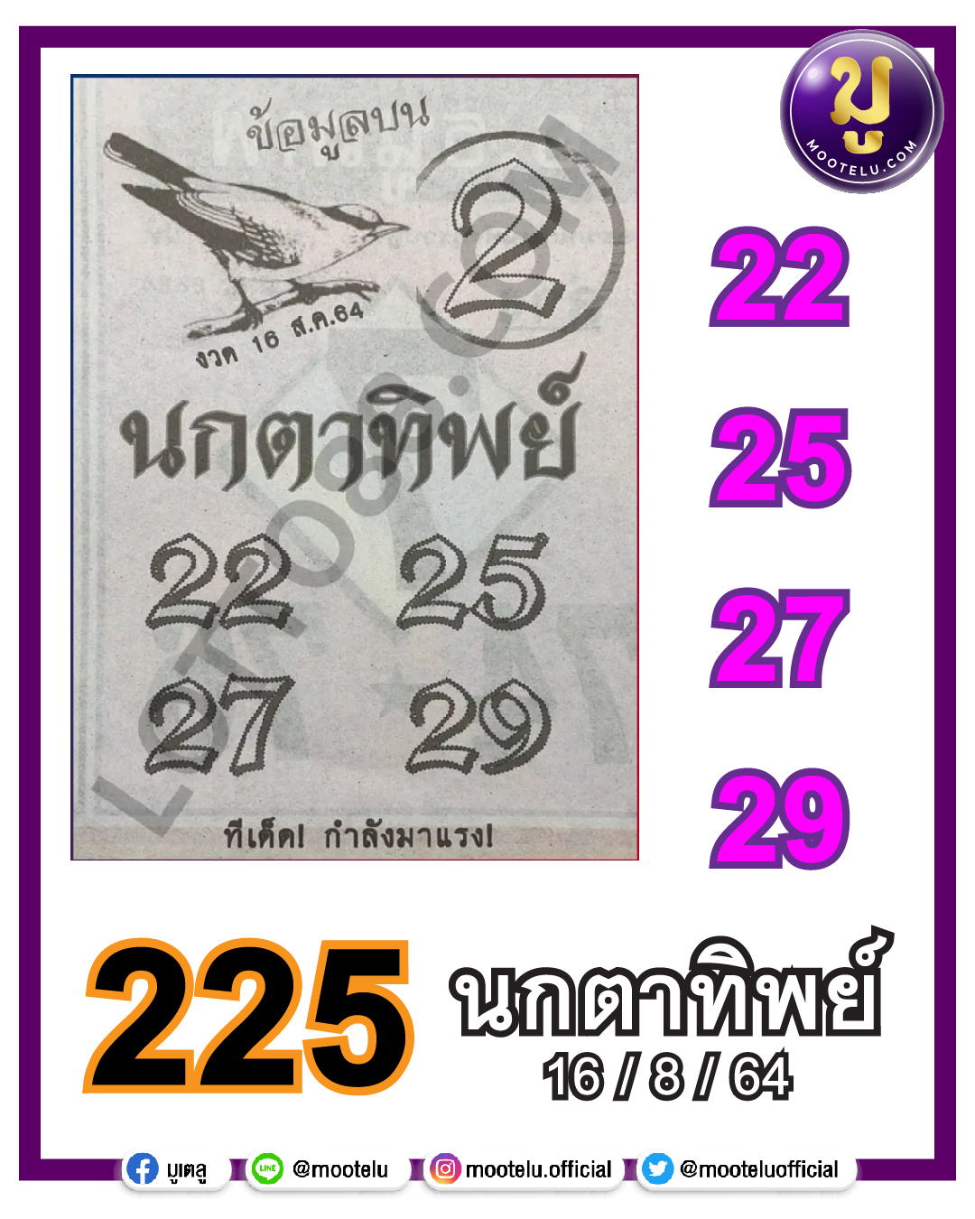 นกตาทิพย์ 16-08-64