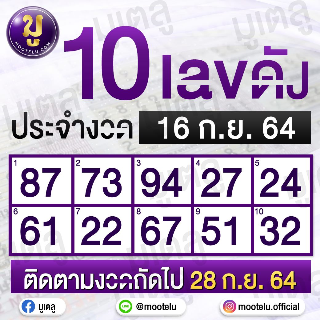 10 เลข มูเตลู 16-09-64