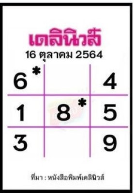 หวยเดลินิวส์16-10-64