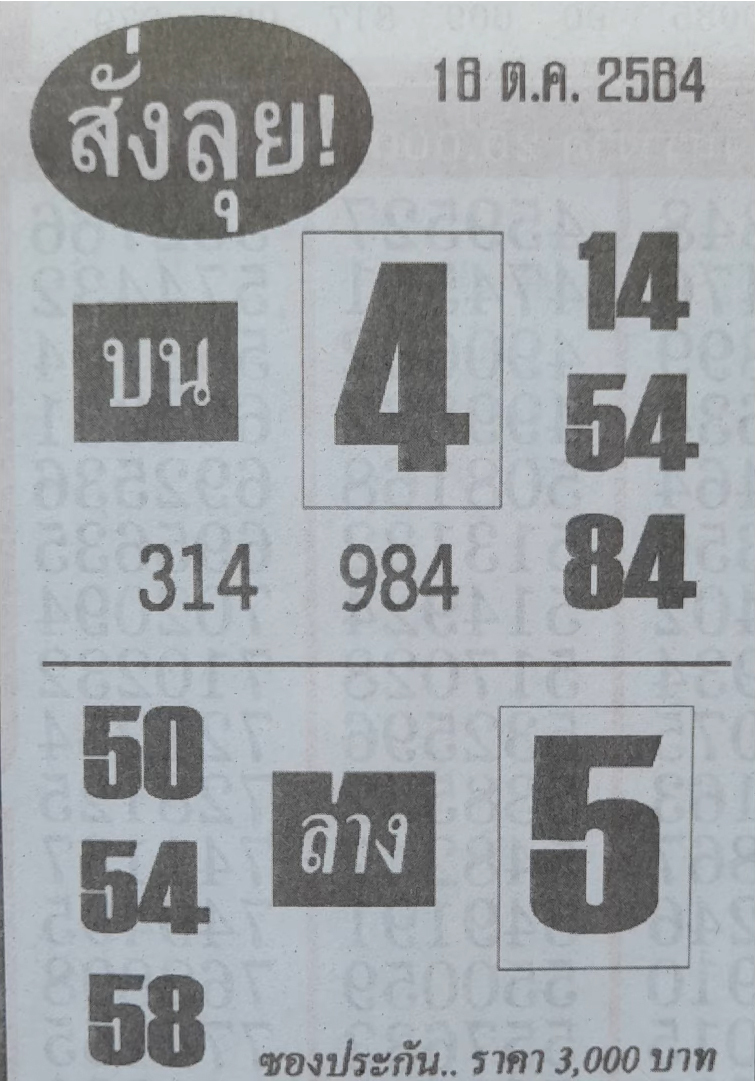 หวยสั่งลุย 16-10-64