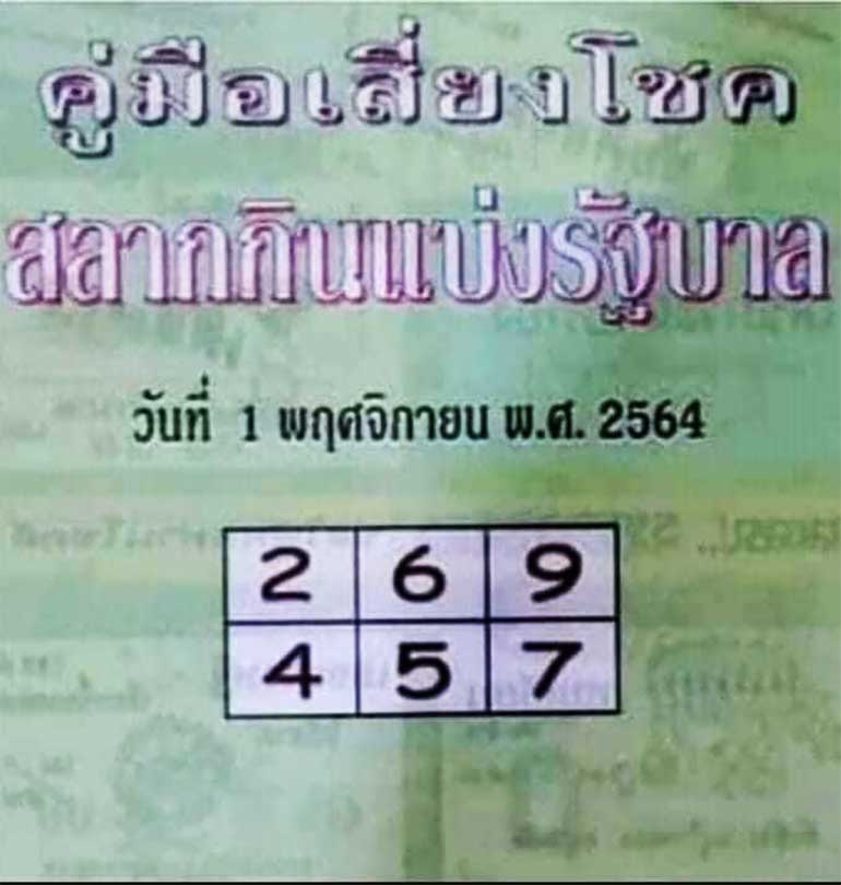 หวยปกเขียว 01-11-64