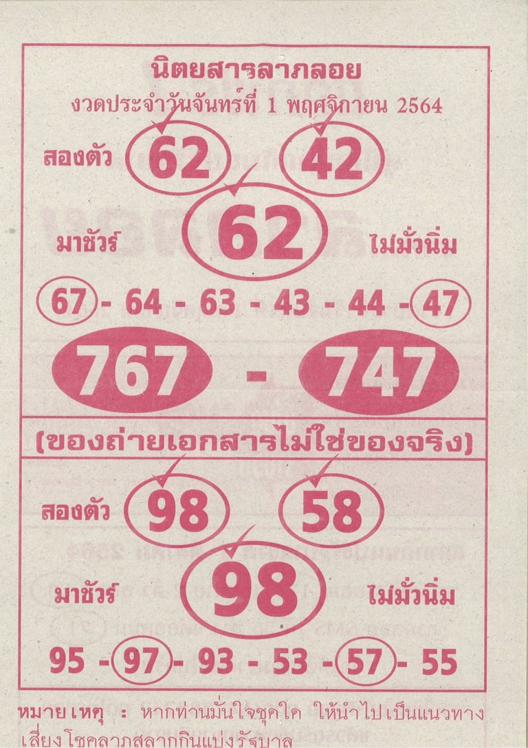 นิตยสารลาภลอย 01-11-64