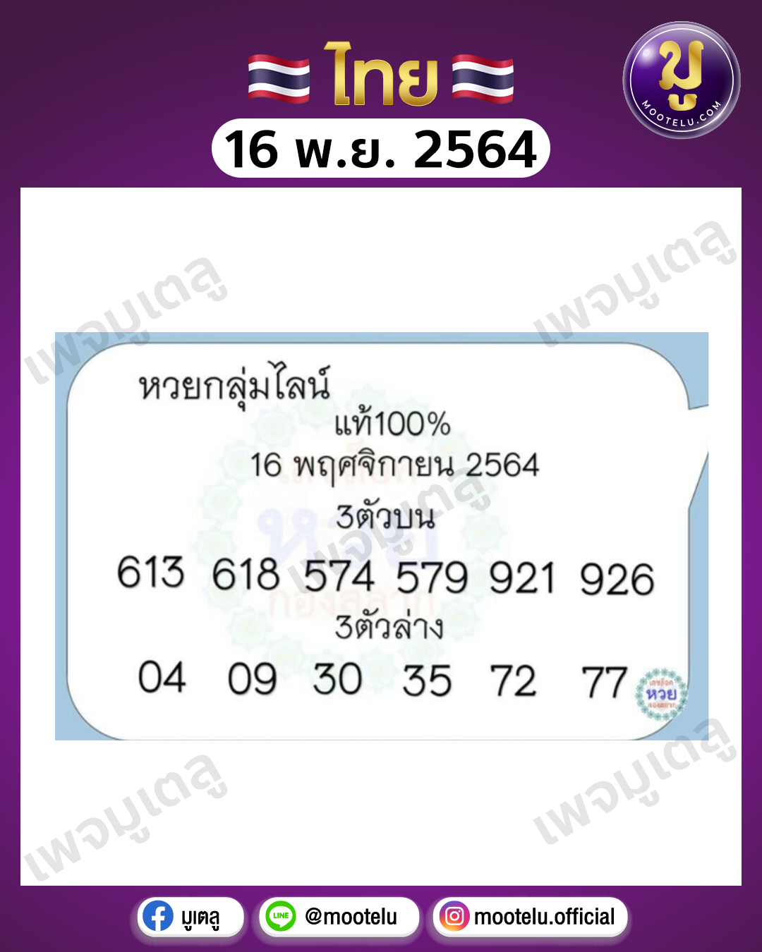 หวยกลุ่มไลน์ 16-11-64