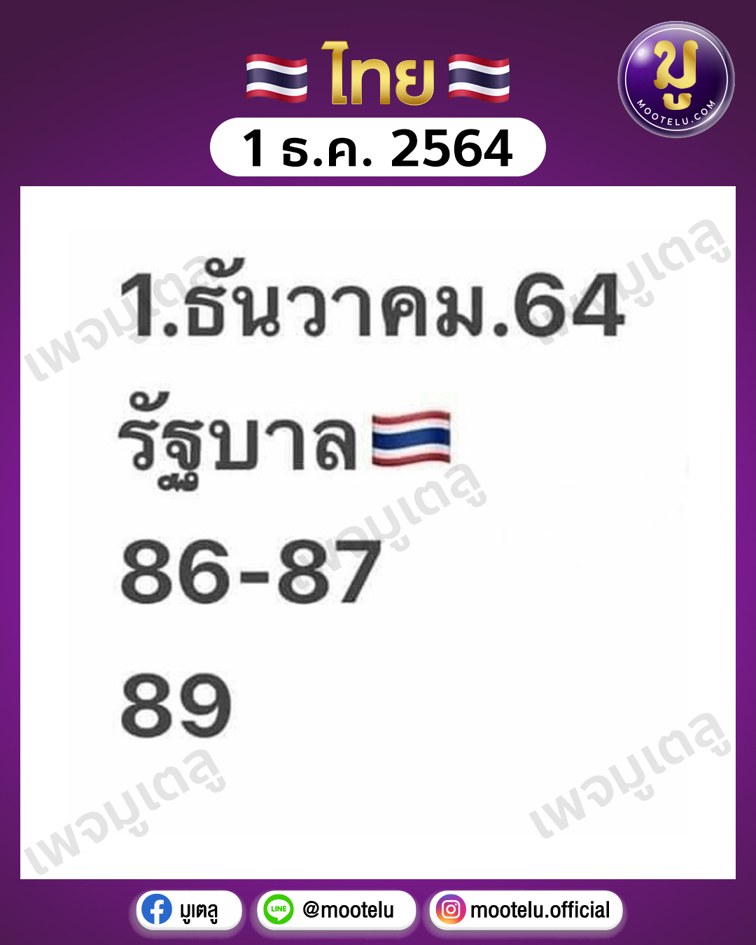 เลขเด็ด เม็ดเดียว 1-12-64