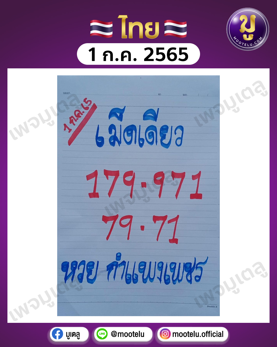 หวยกำแพงเพชร 1-7-65