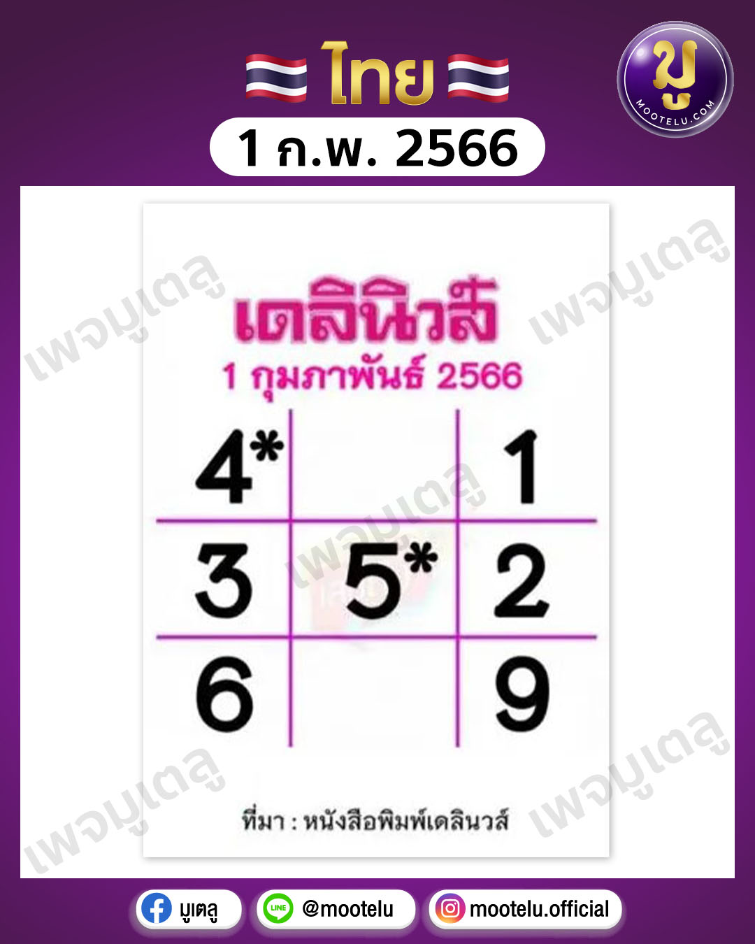 หวยเดลินิวส์ 1-2-66