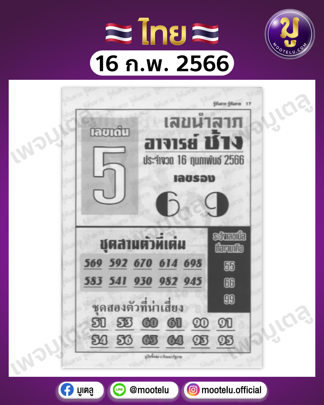 หวยอาจารย์ช้าง16-2-66