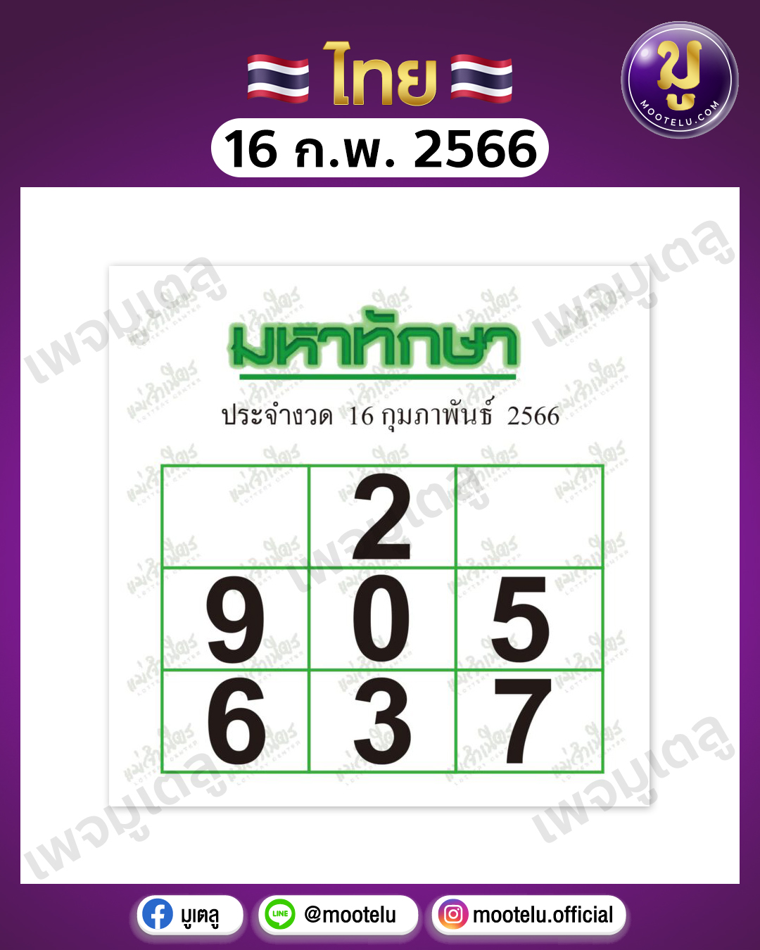 หวยมหาทักษา 16-2-66