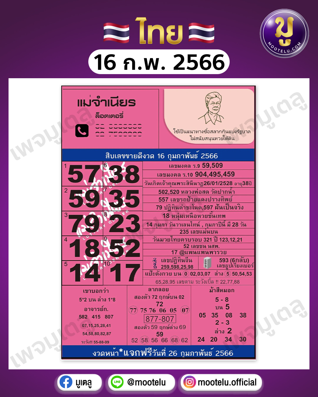 หวยแม่จำเนียร 16-2-66