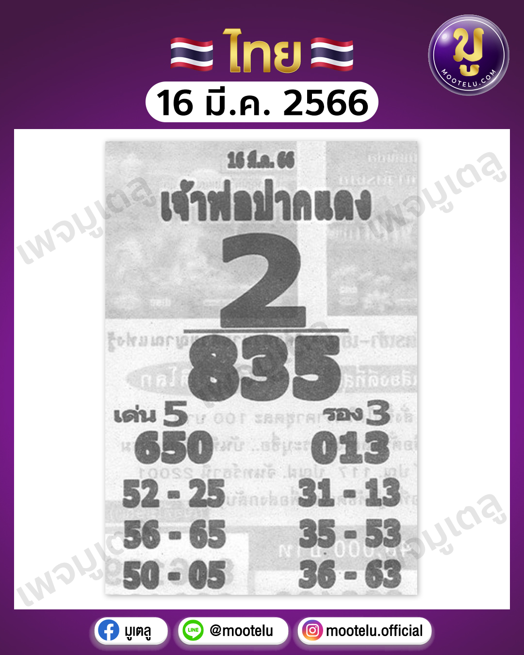 หวยหลวงพ่อปากแดง 16-3-66 