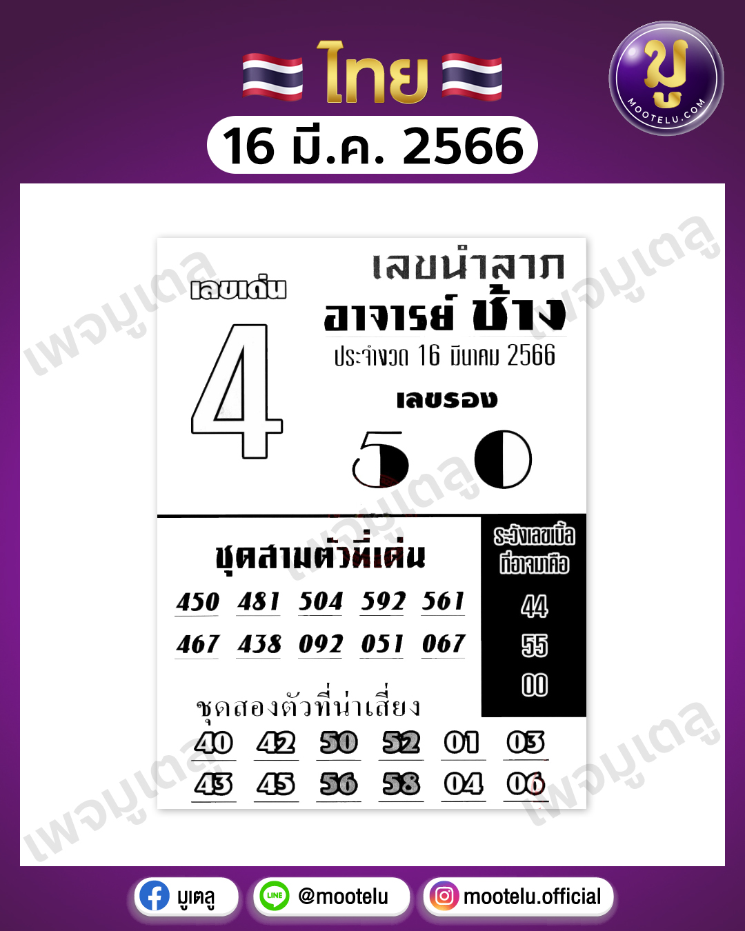 หวยอาจารย์ช้าง 16-3-66