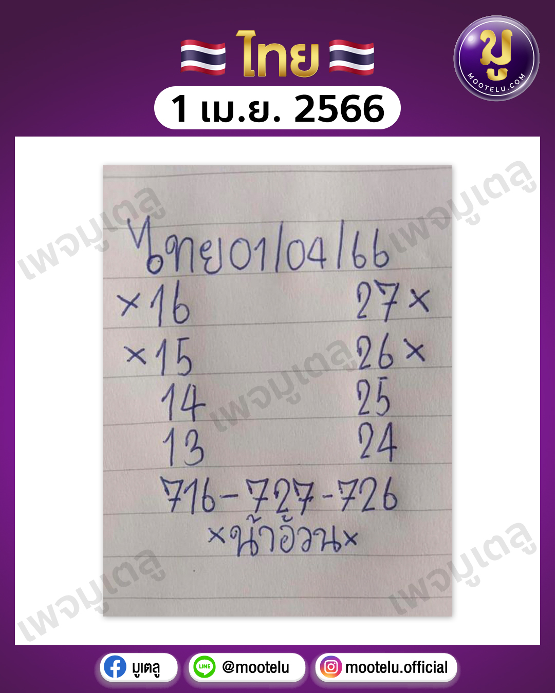 หวยน้าอ้วน 1-4-66 