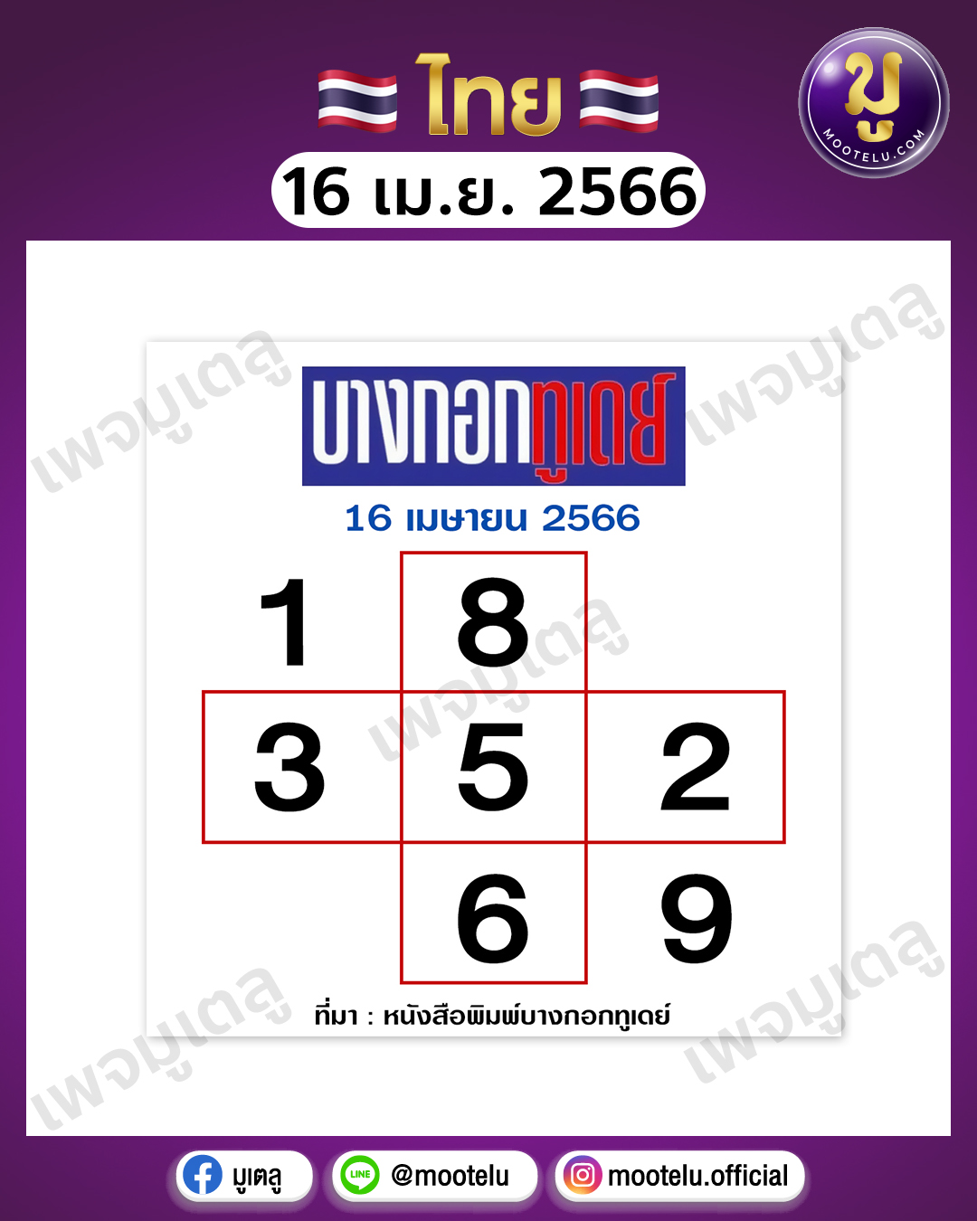หวยบางกอกทูเดย์ 16-4-66