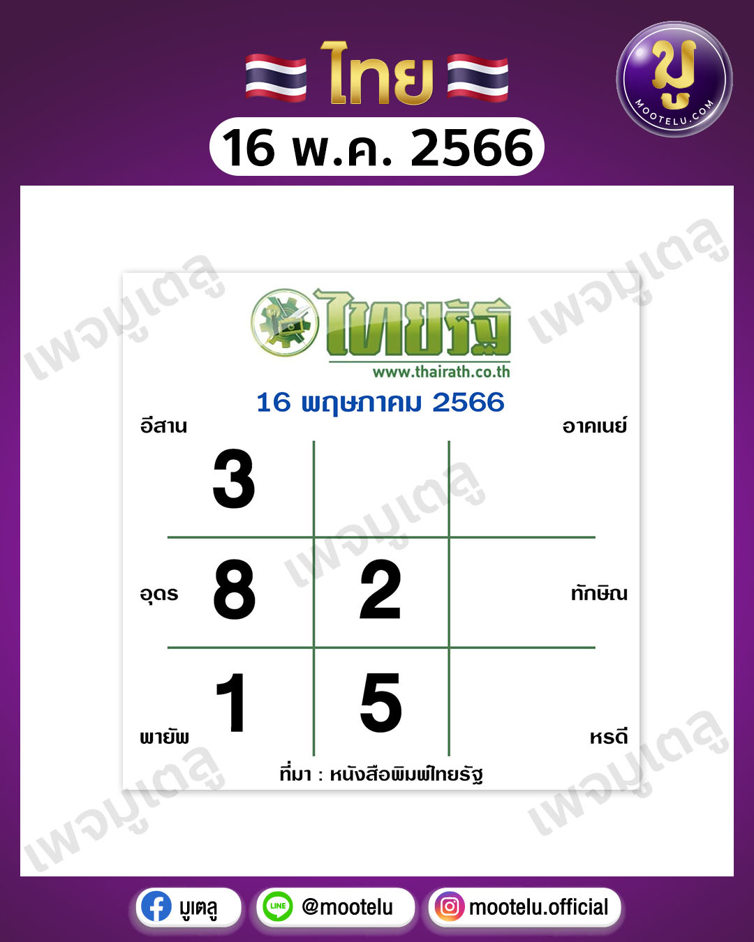 หวยไทยรัฐ 16-5-66 