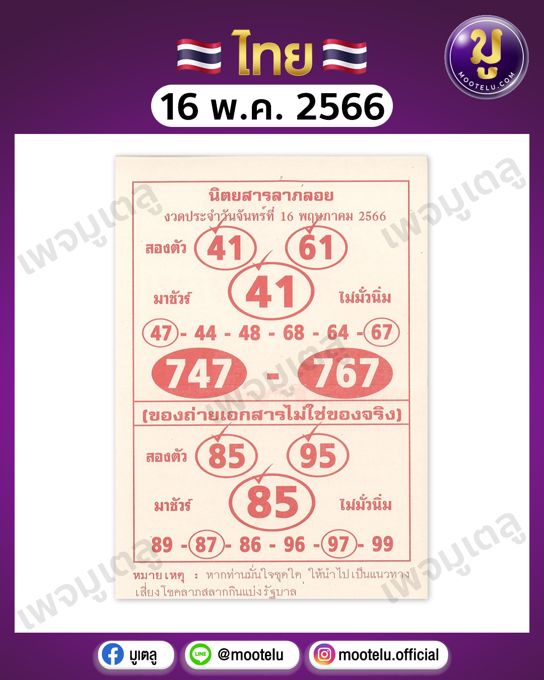 หวยลาภลอย16-5-66 