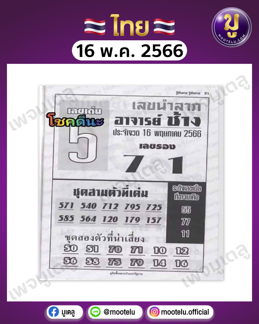หวยอาจารย์ช้าง 16-5-66 