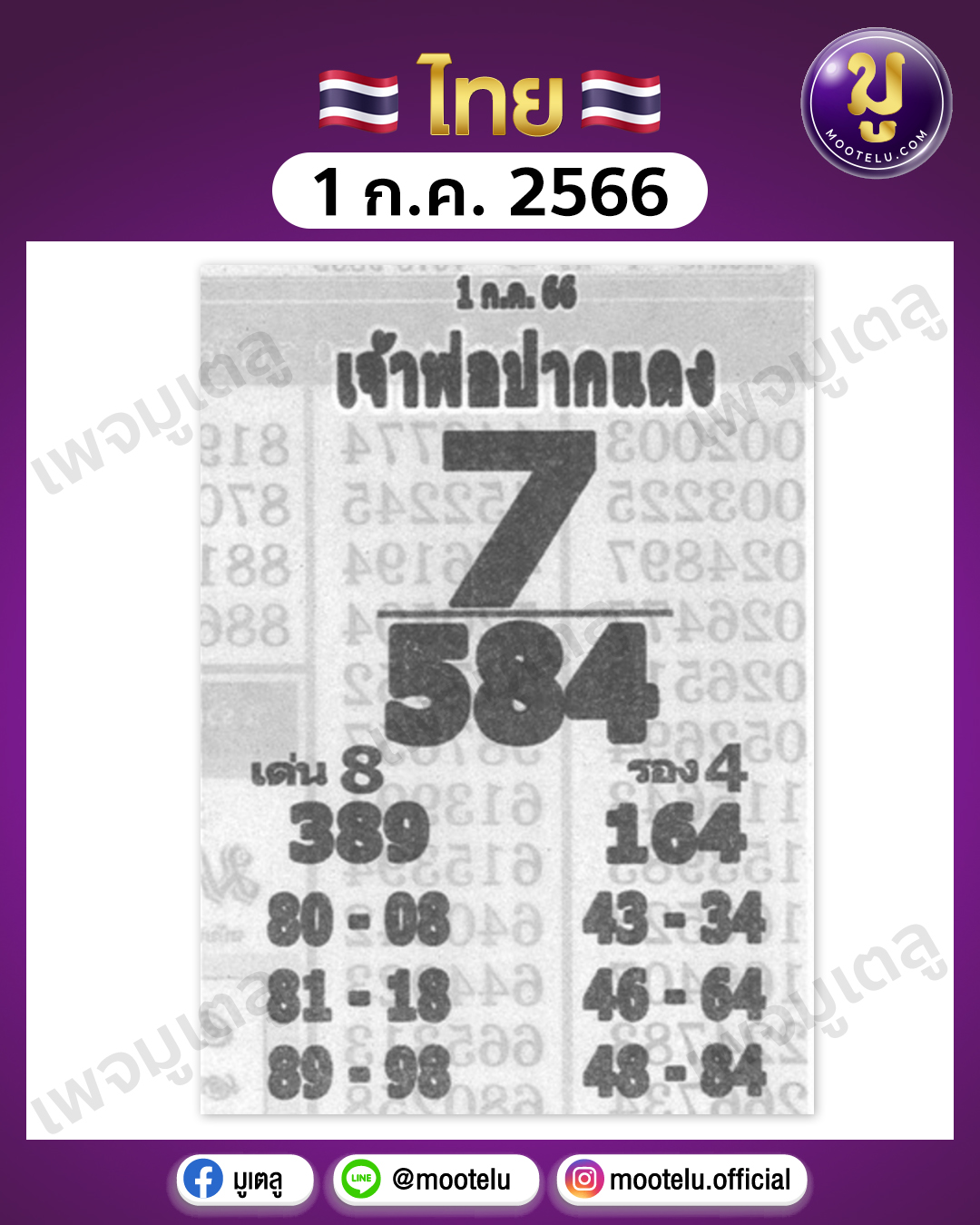 หวยหลวงพ่อปากแดง 1-7-66 