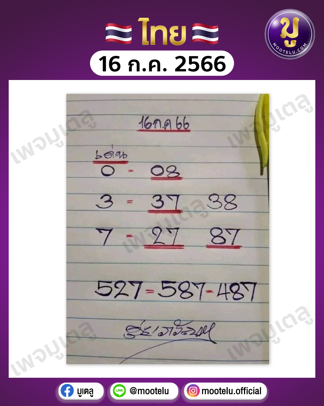 หวยดุ่ย ภรัญฯ 16-7-66 