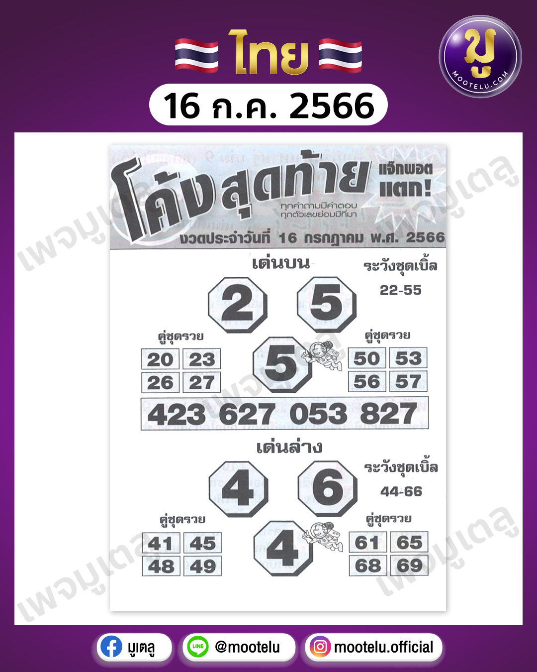 หวยโค้งสุดท้าย 16-7-66 