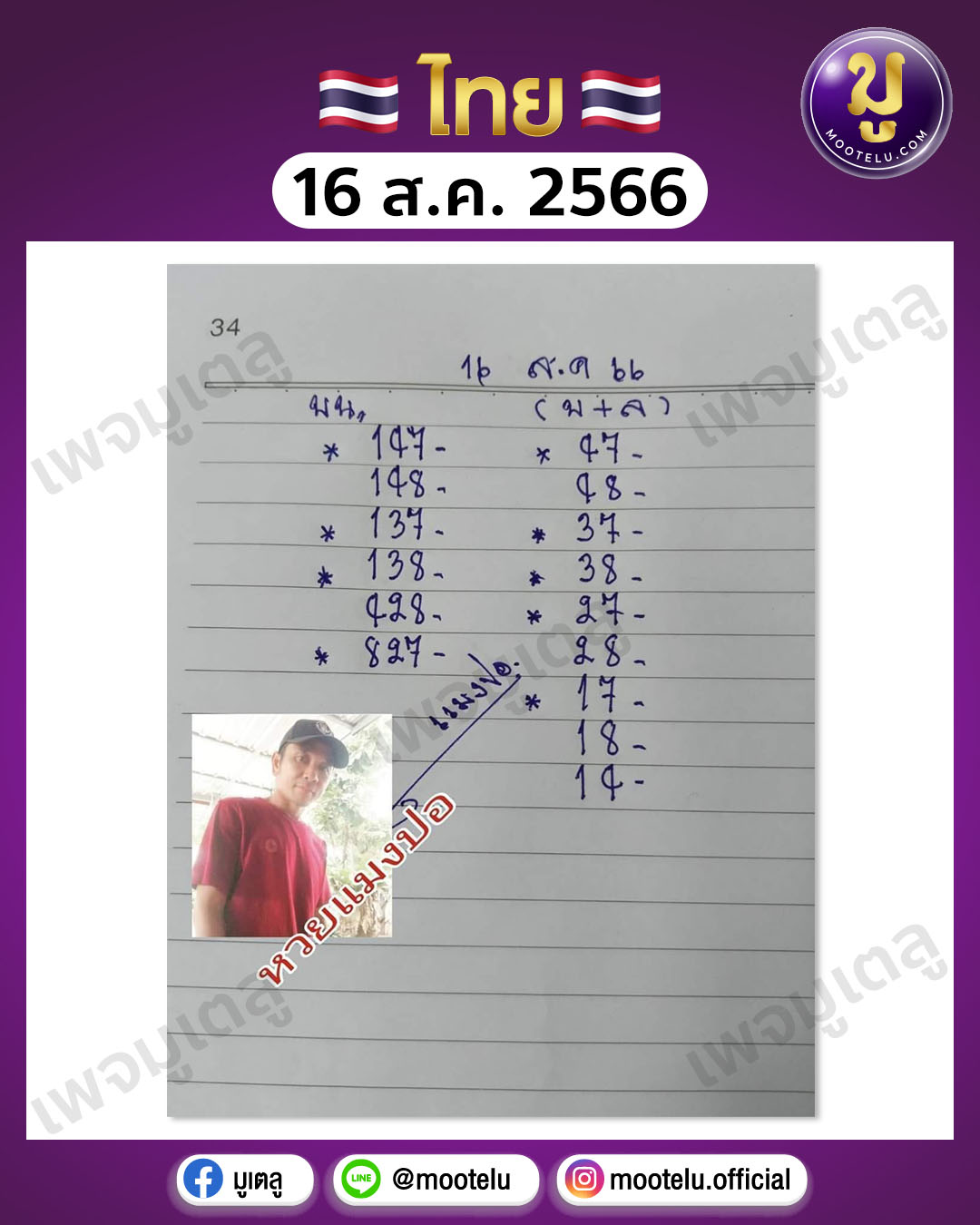 หวยแมงปอ 16-8-66 