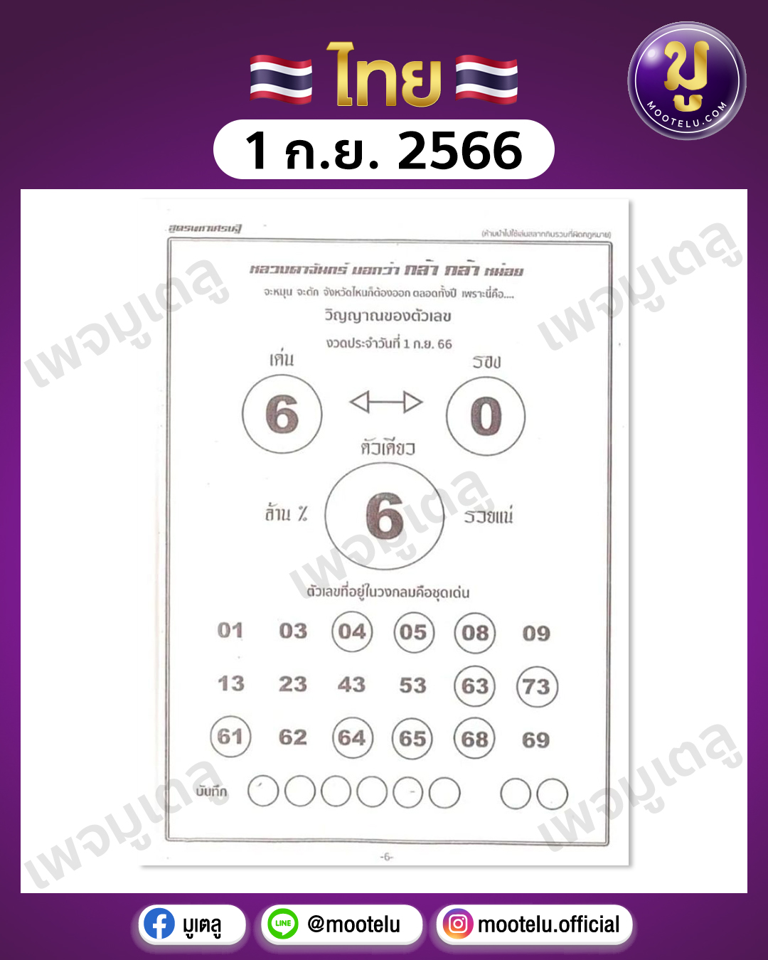 หวยหลวงตาจันทร์ 1-9-66 