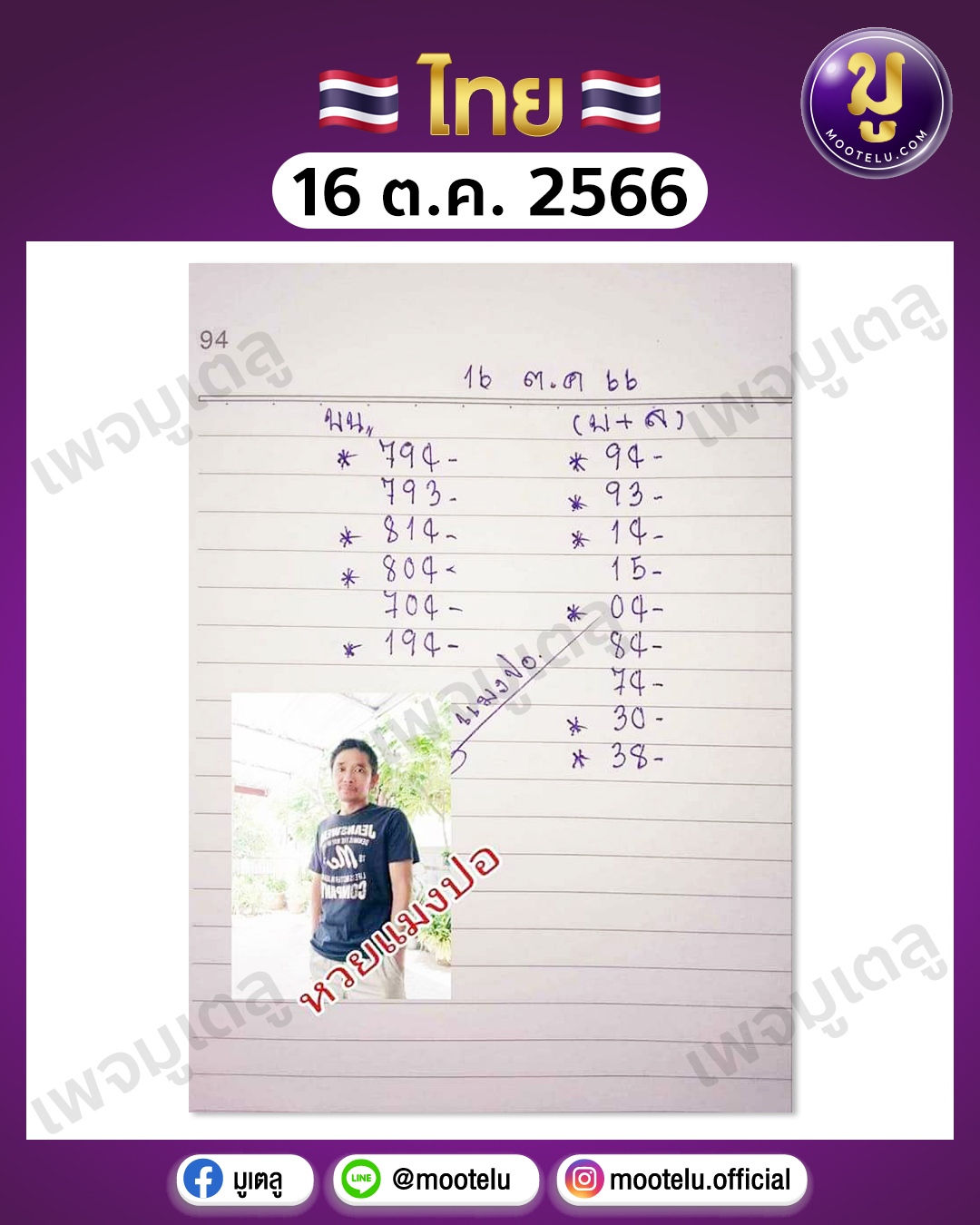 หวยแมงปอ 16-10-66 