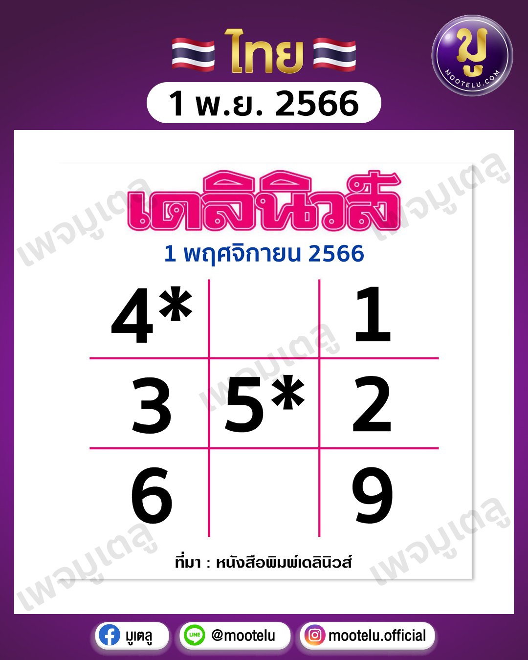 หวยเดลินิวส์ 1-11-66 