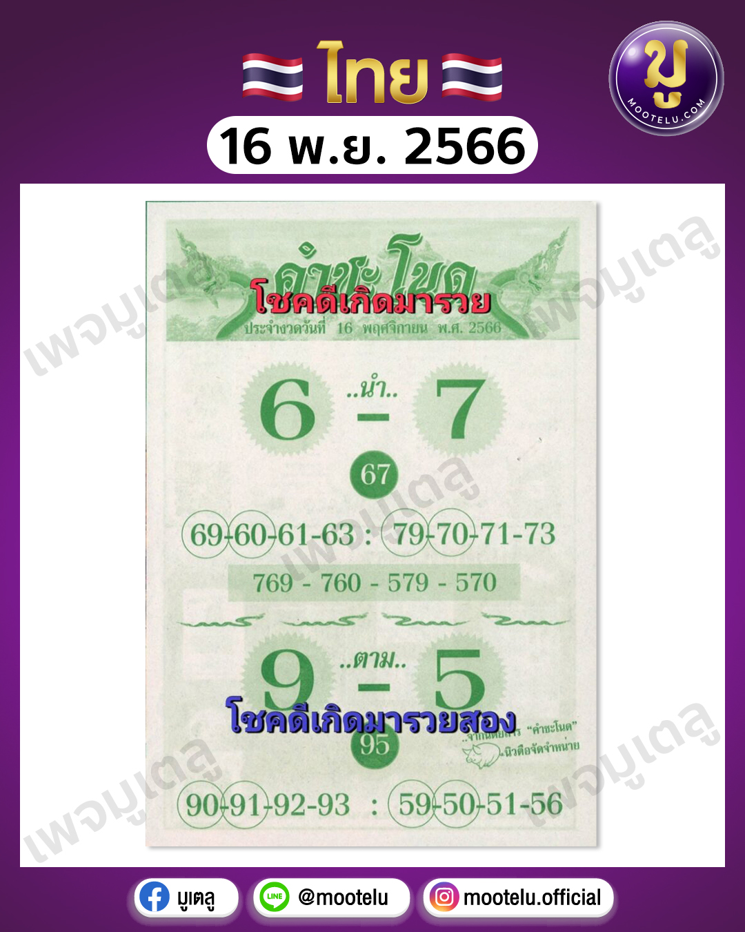 หวยคำชะโนด 16-11-66 