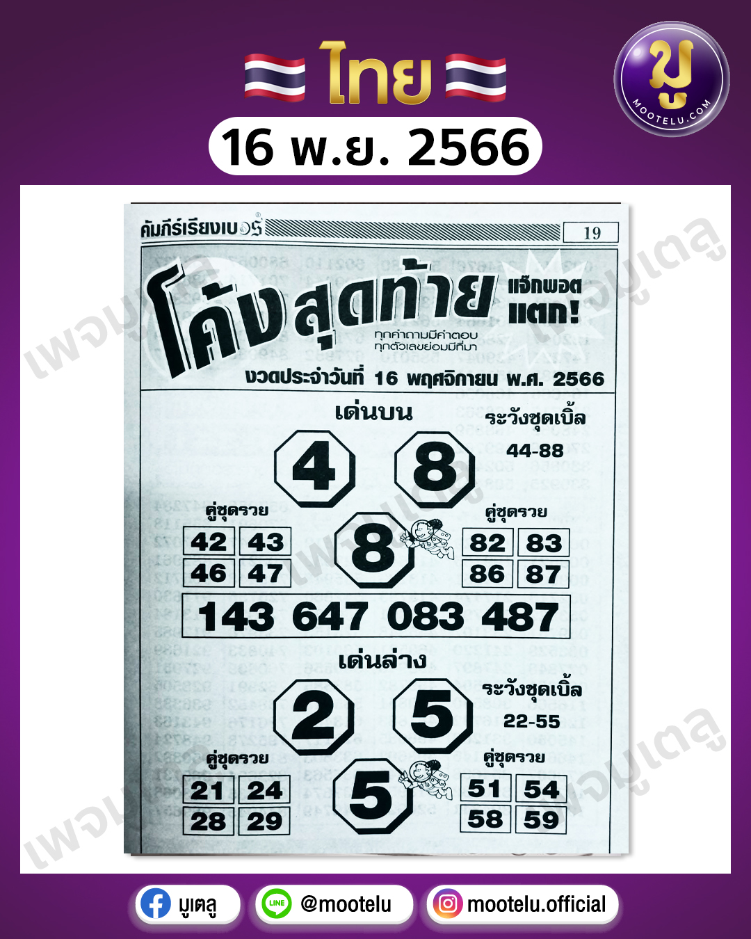 หวยโค้งสุดท้าย 16-11-66 