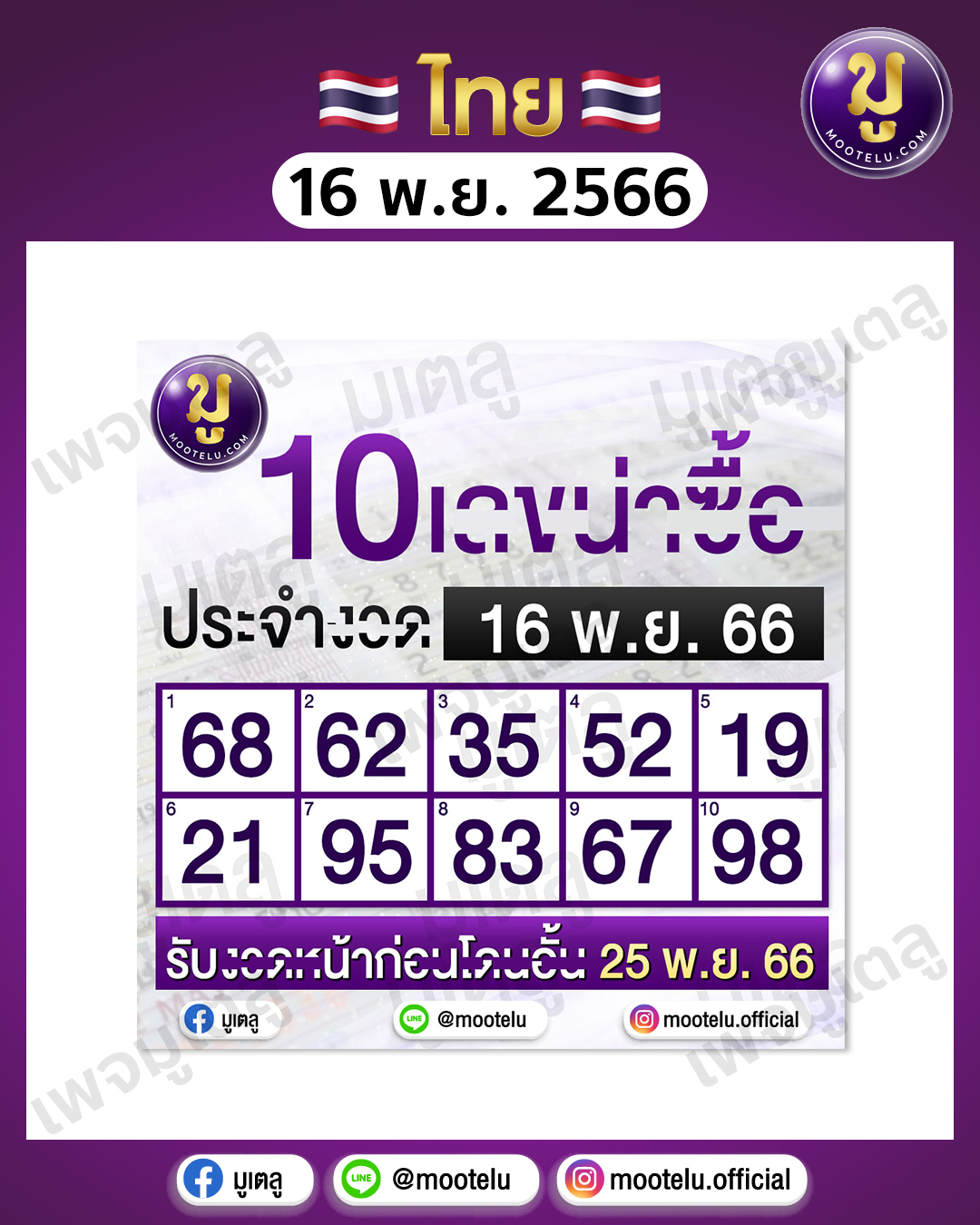 10 เลขน่าซื้อ 16-11-66 