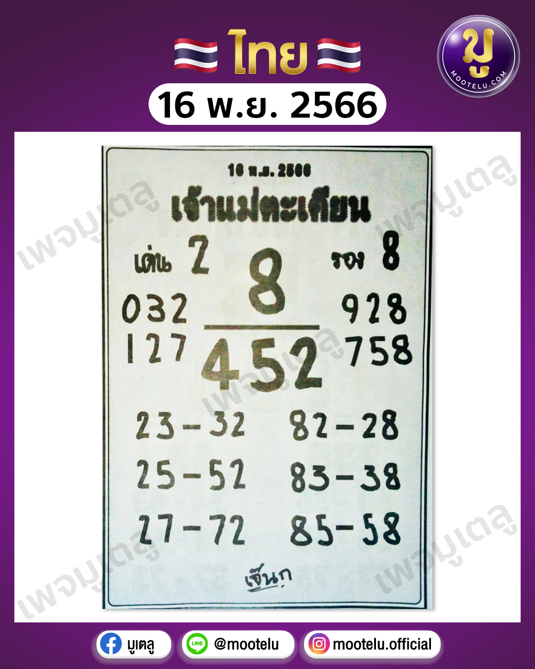 หวยเจ้าแม่ตะเคียน 16-11-66