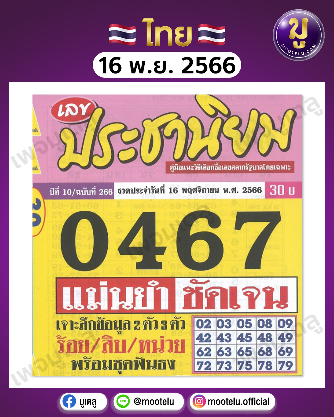 หวยประชานิยม 16-11-66 