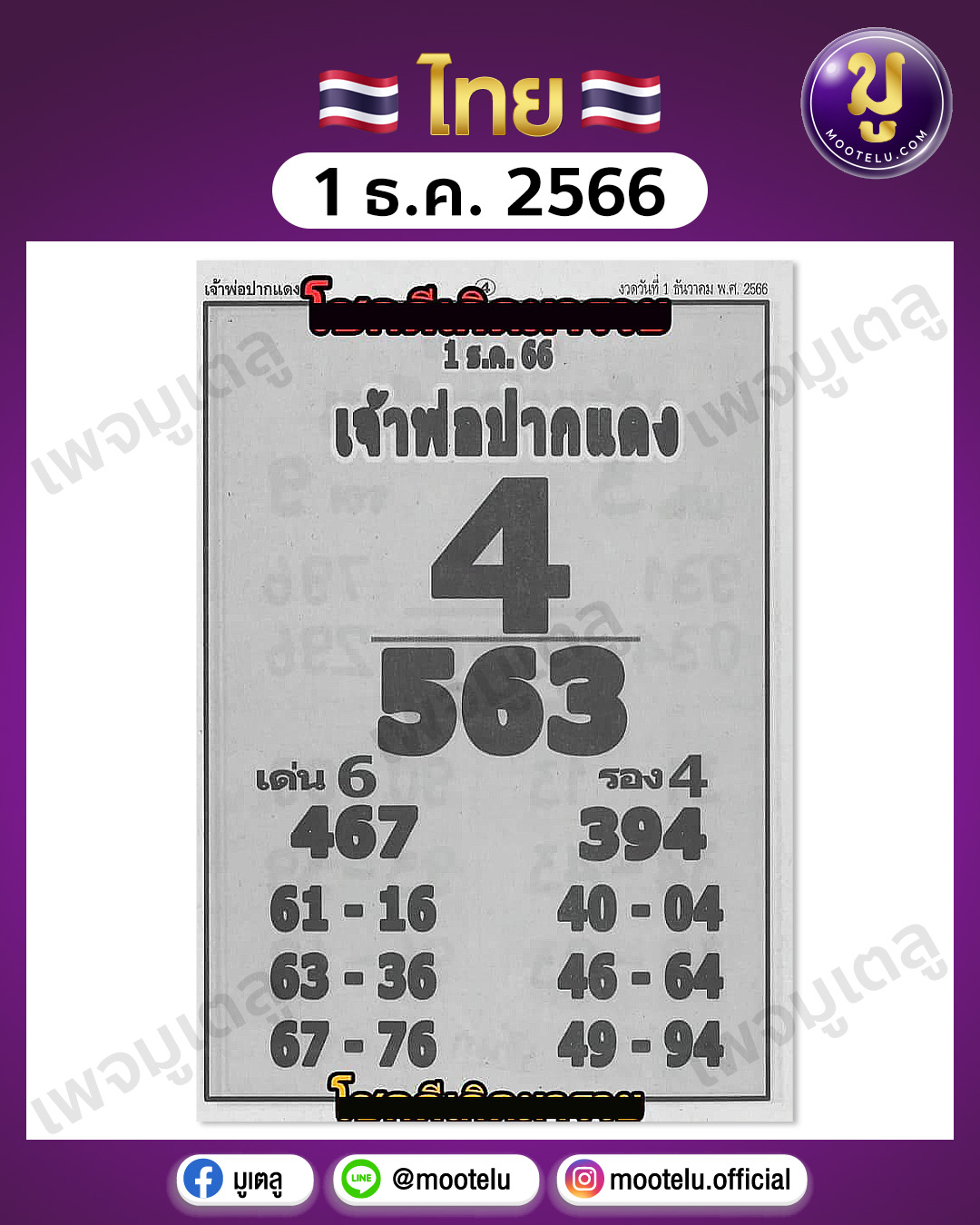 หวยเจ้าพ่อปากแดง 1-12-66 