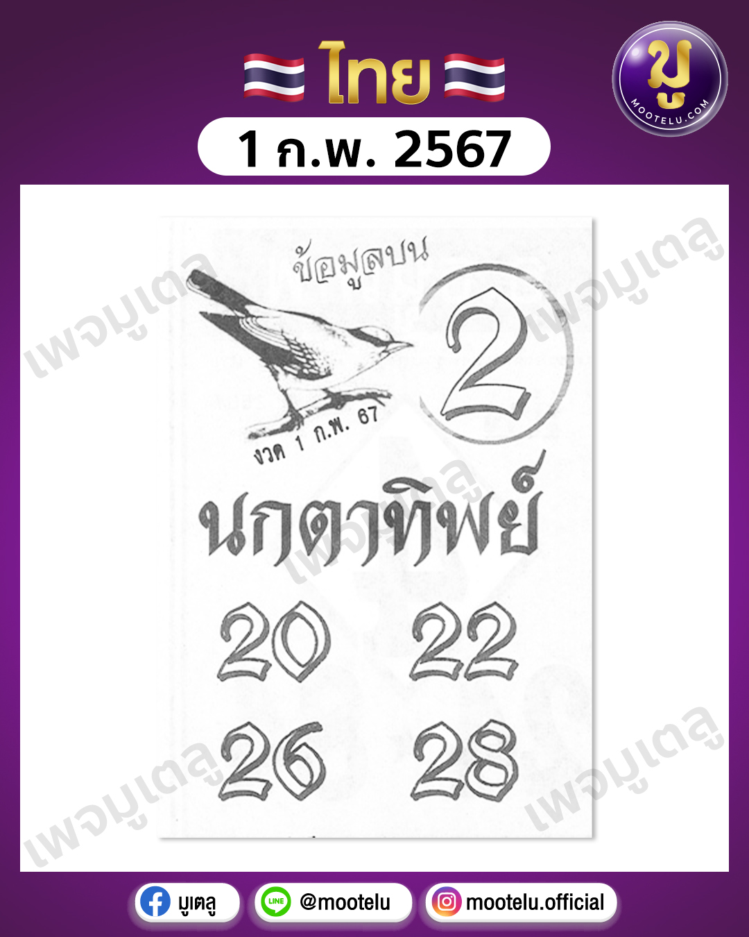 หวยนกตาทิพย์ 1-2-67 