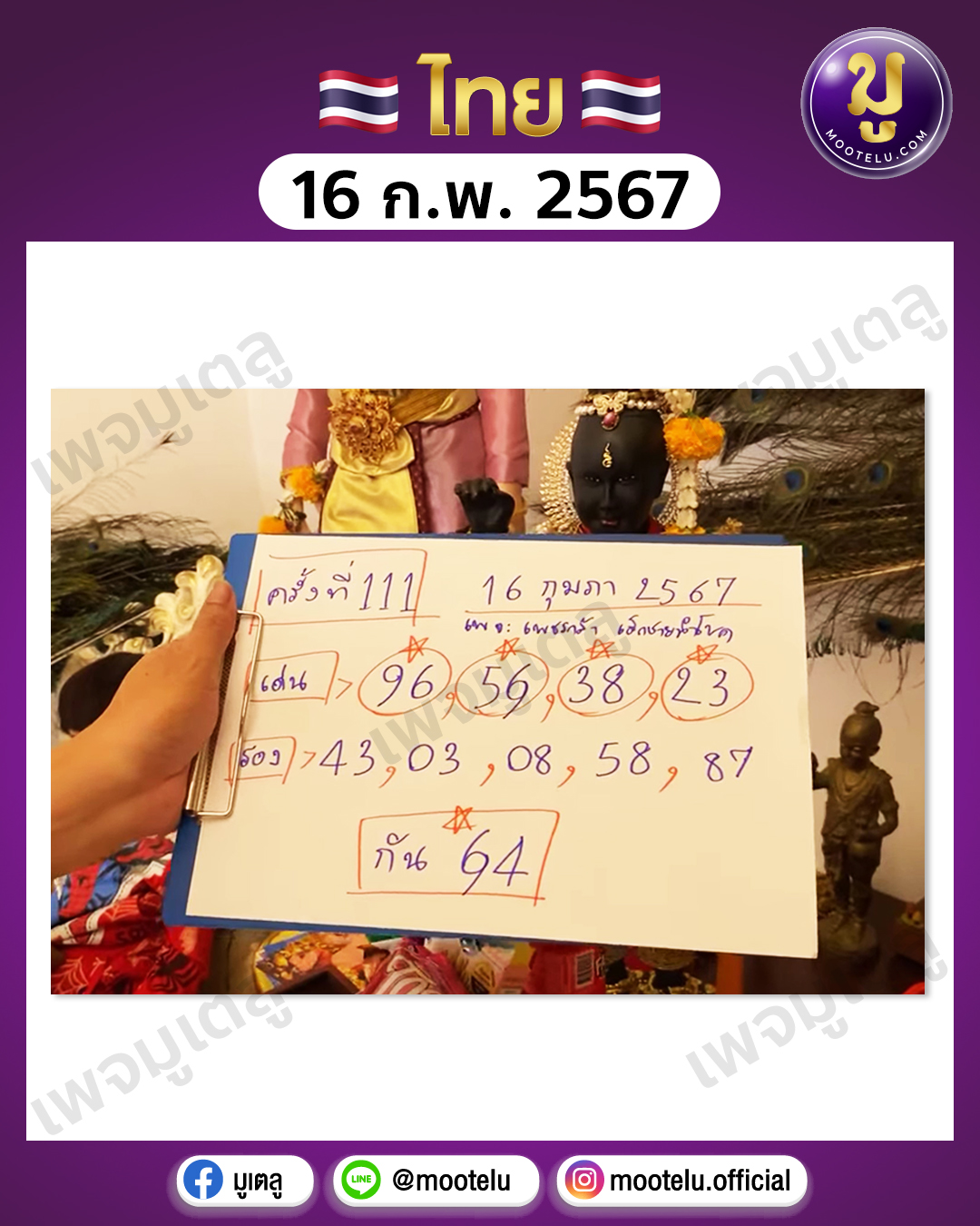 หวยเพชรกล้า 16-2-67 
