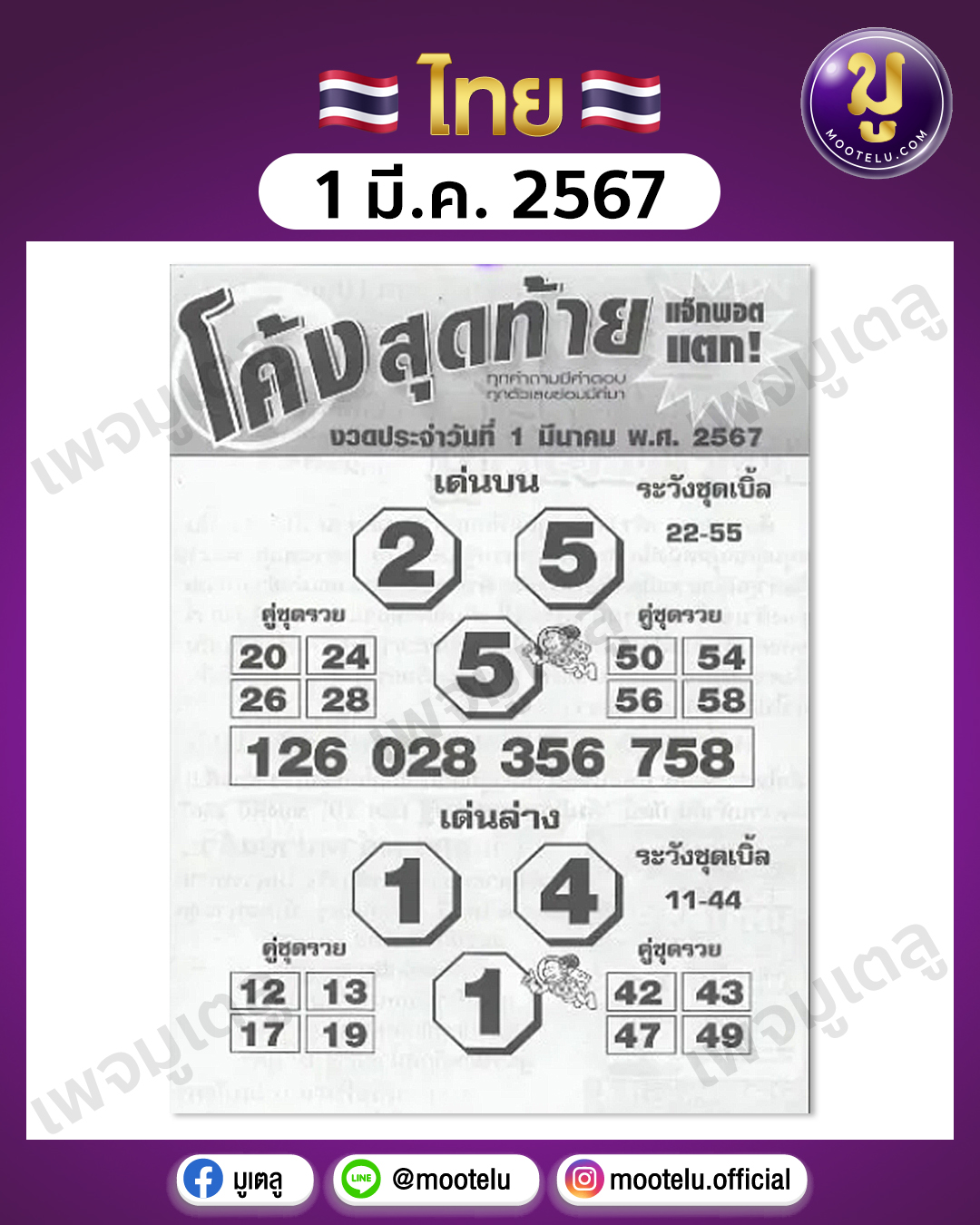 หวยโค้งสุดท้าย 1-3-67
