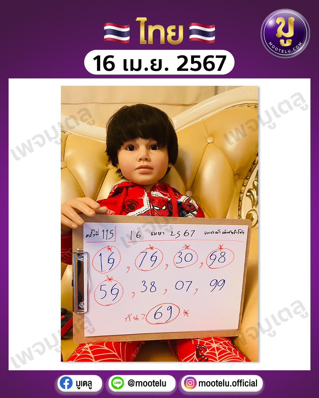 หวยเพชรกล้า 16-4-67 